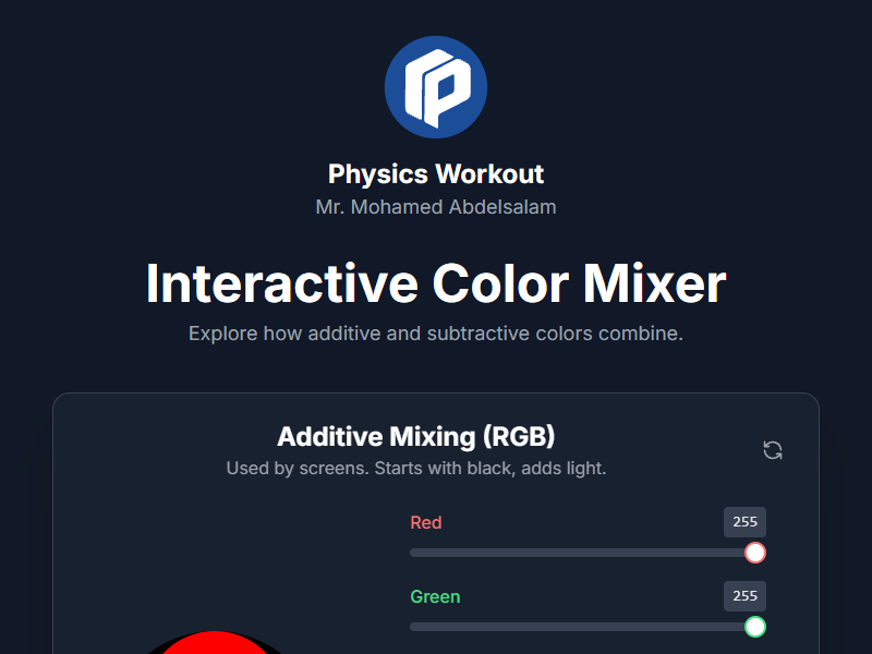 Interactive Color Mixer simulation
