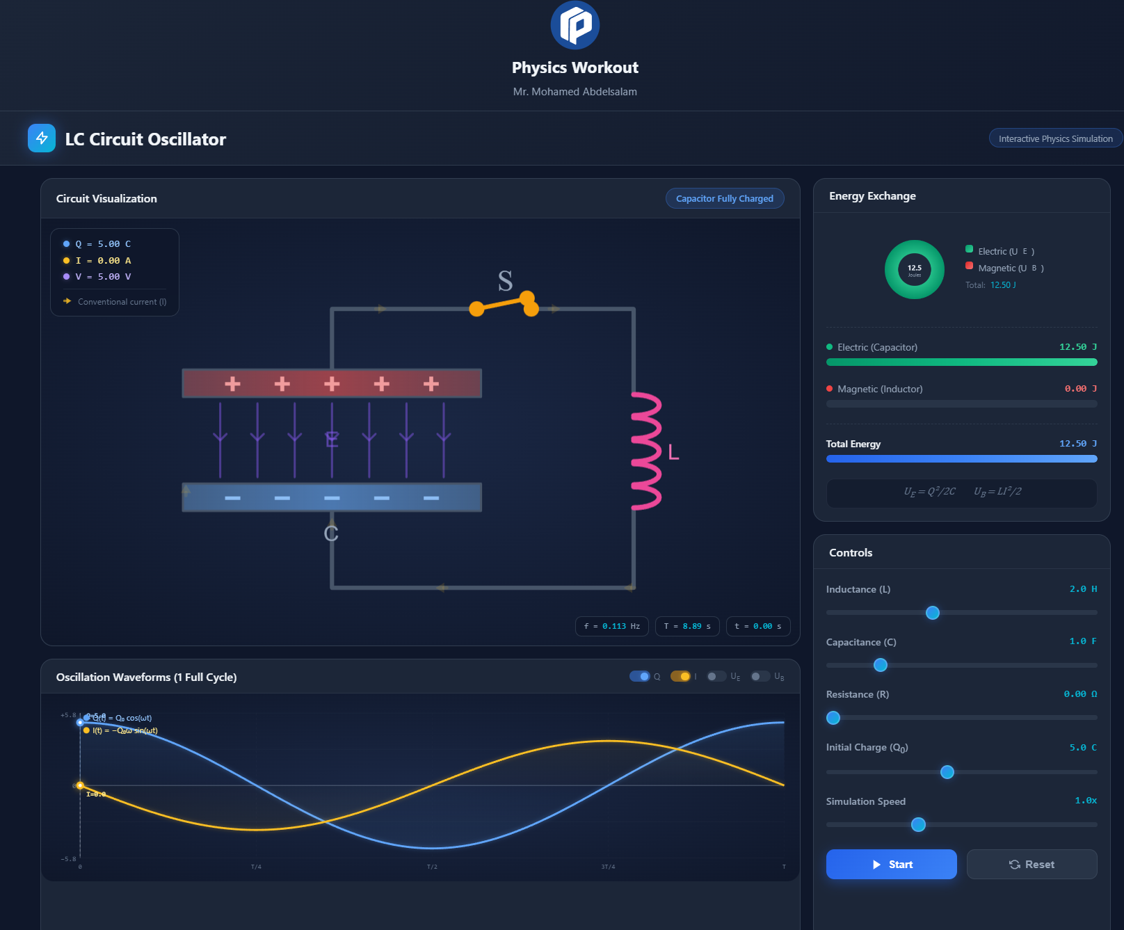 LC Oscillating Circuit simulation