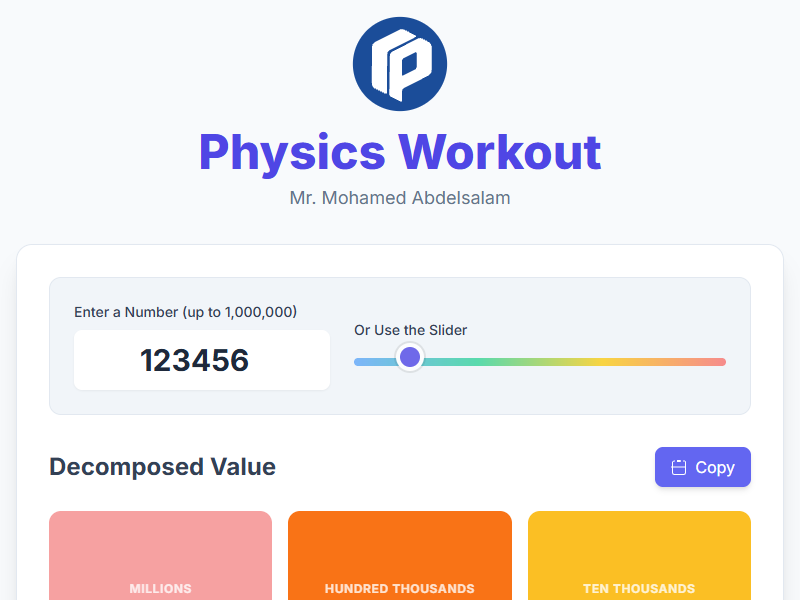 Place Value Slider simulation