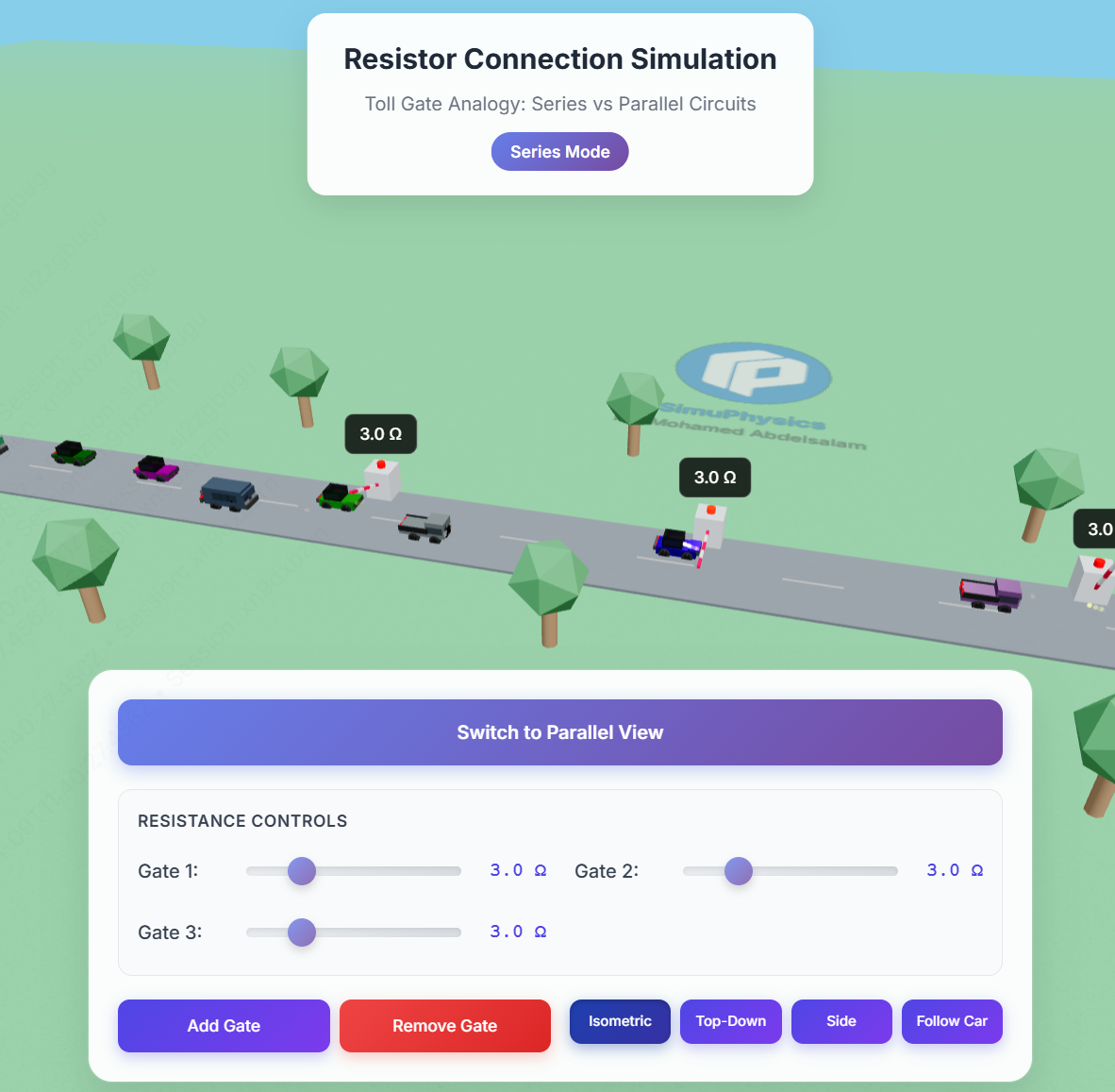 Resistors Connection Toll Gate Analogy simulation